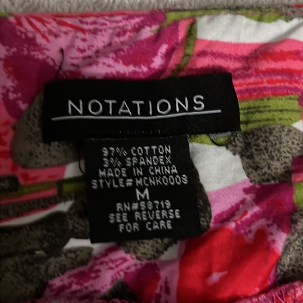 NOTATIONS A Line Side Zipper Multiple Color Roses Size Medium - Picture 8 of 11